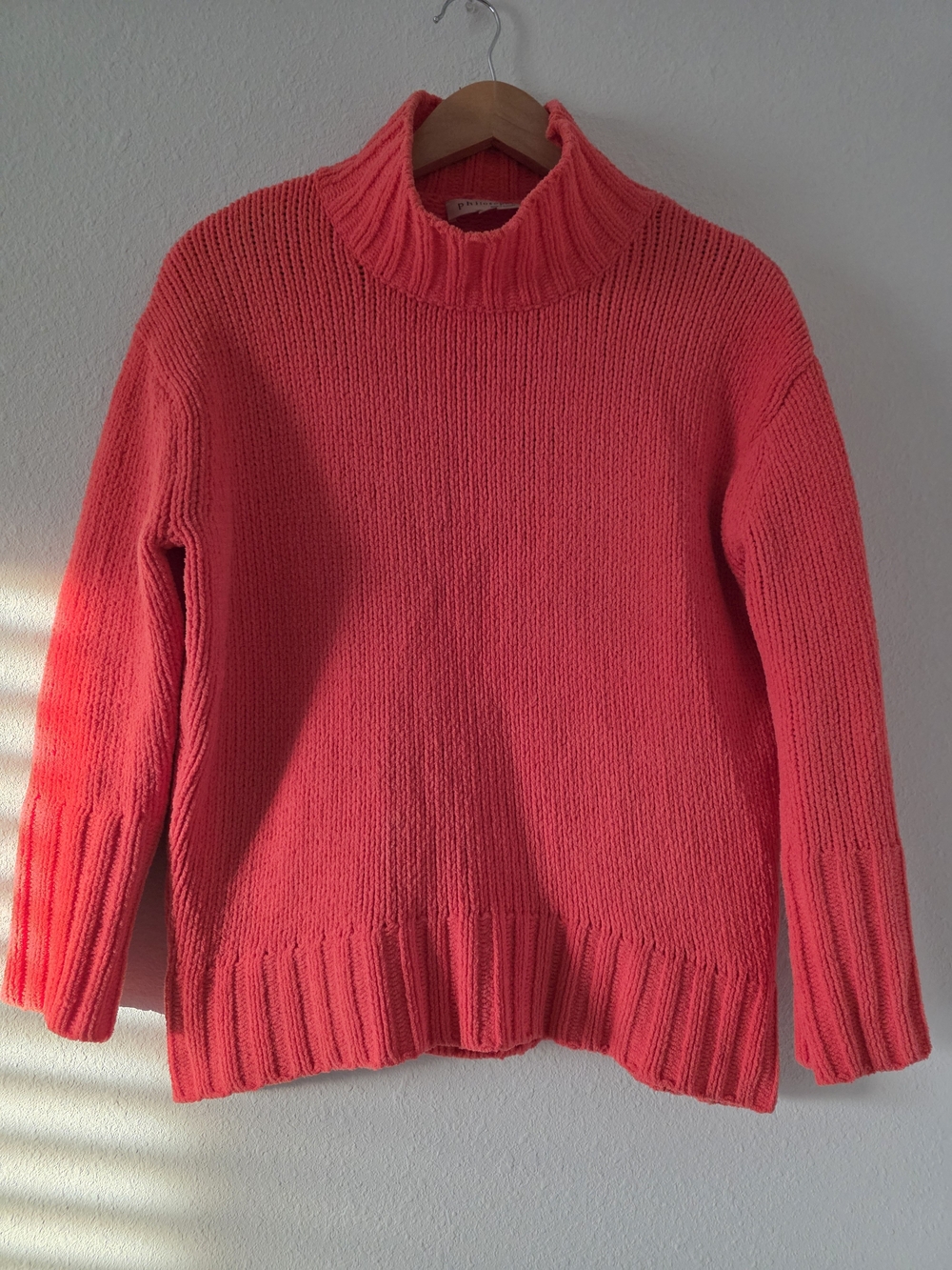 Philosophy Coral Pink Ribbed Turtleneck Sweater